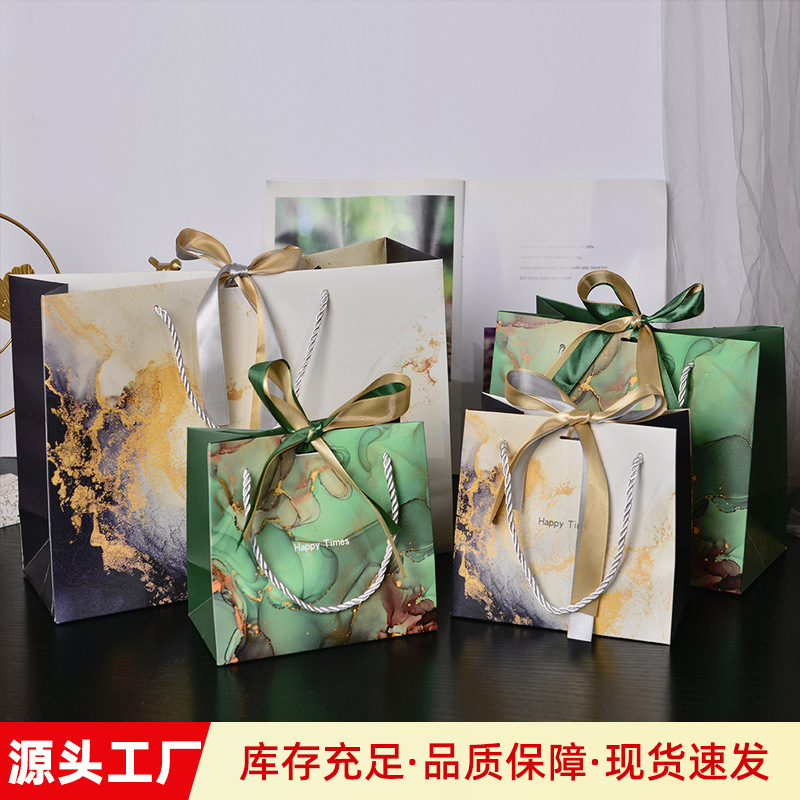 New Ins Style Marble Pattern Gift Bag High Color Value Valentine's Day Christmas Gift Bag Clothing Store Tote Bag