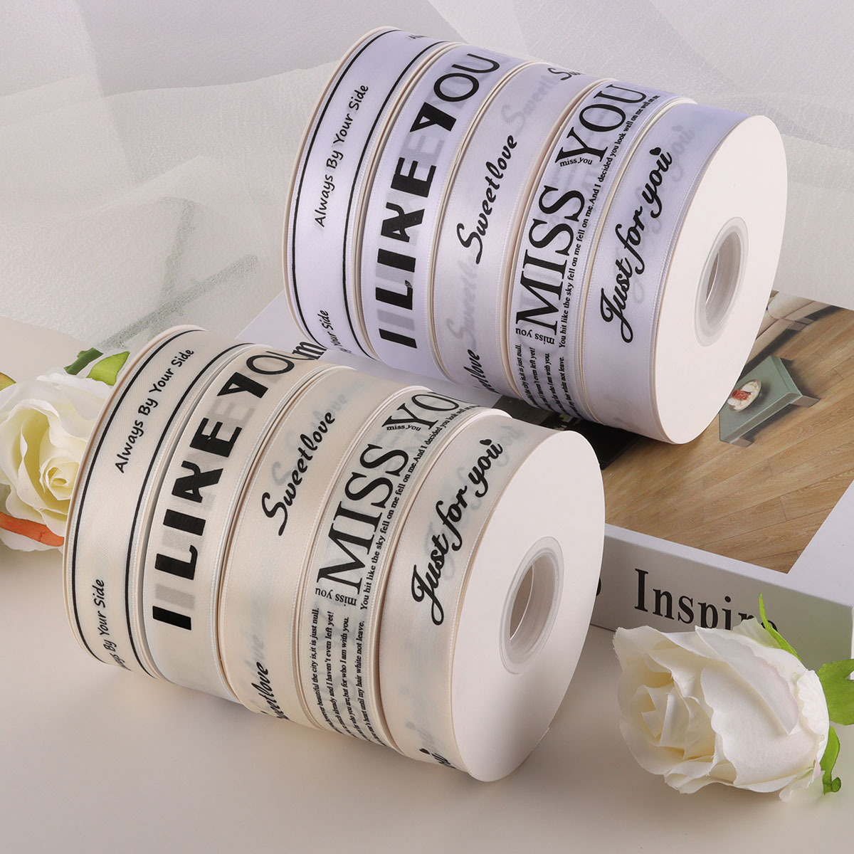 2.5 fresh flower bouquet packaging ribbon letter florist shop ribbon material wholesale cake box strap with hand gift belt