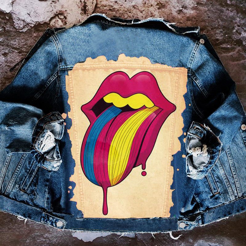 Street print Denim baseball uniform jacket lapel long sleeve Denim coat foreign trade women's clothing 1486