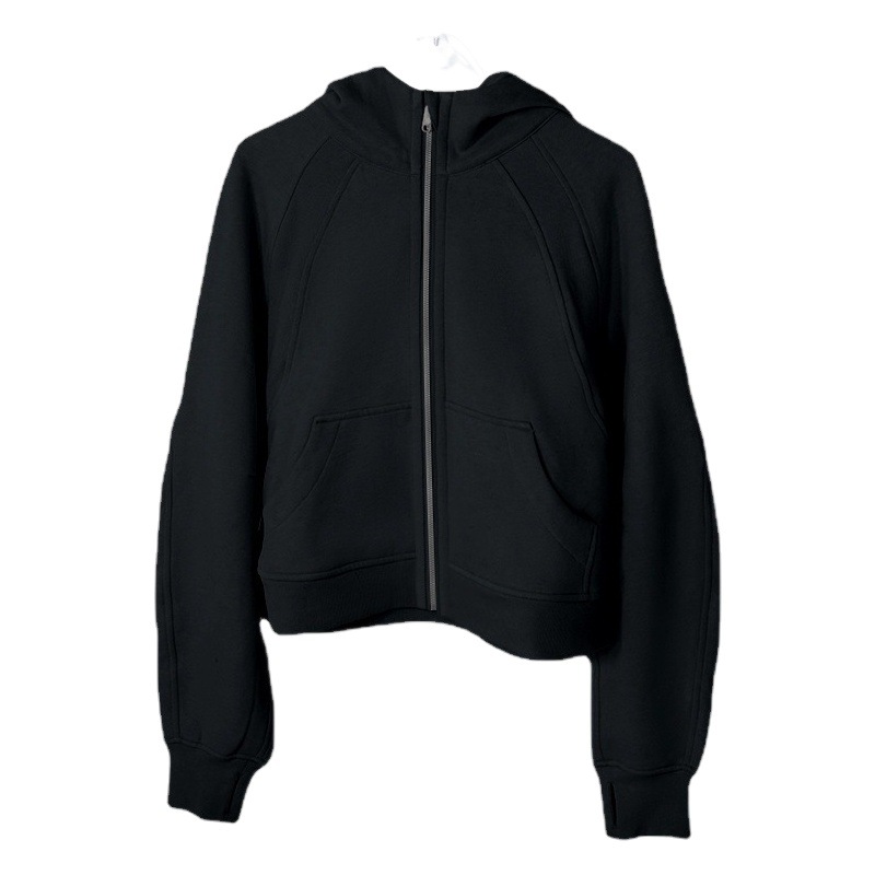 Autumn new training short casual women's zipper cardigan hooded sweater loose winter coat sports Outdoor