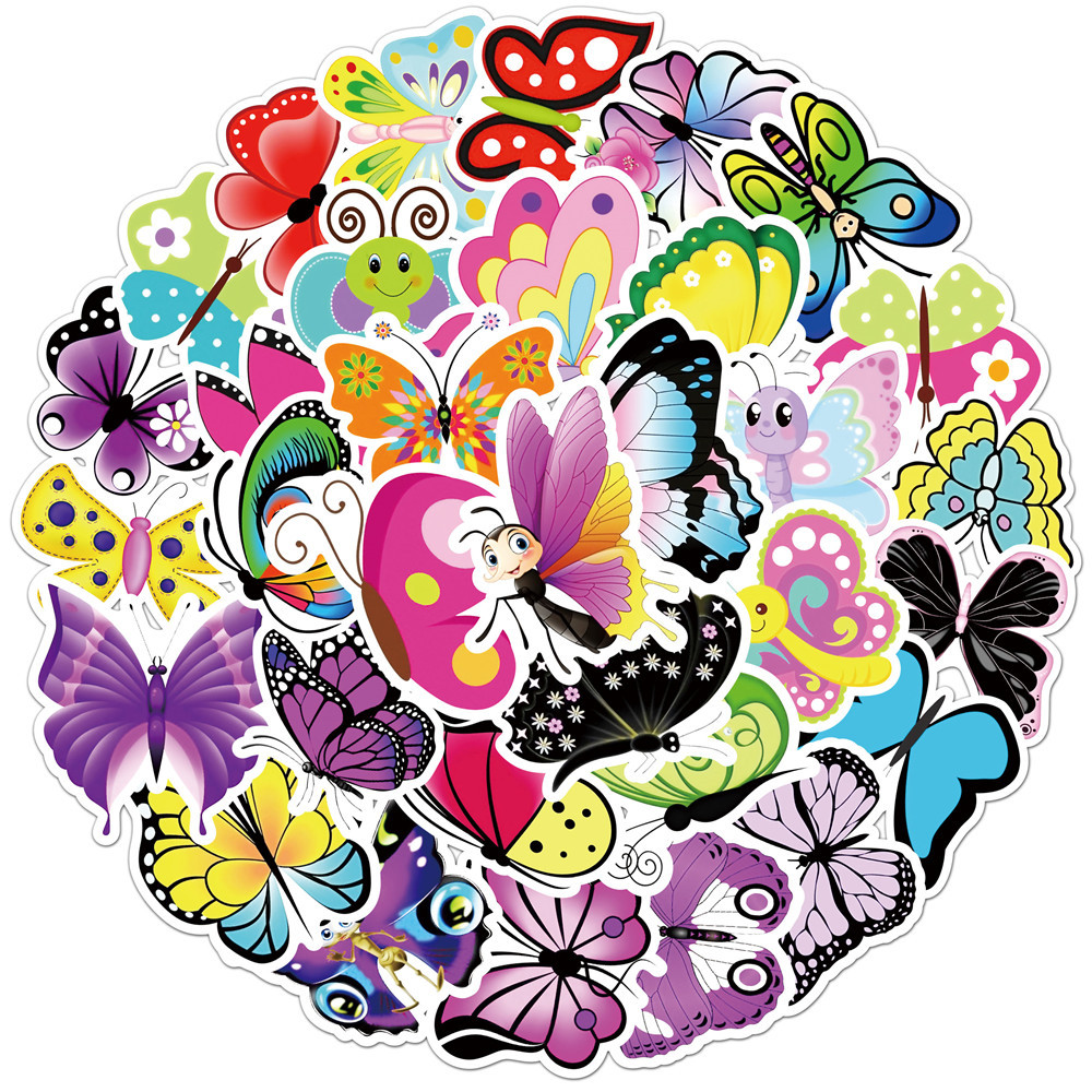 50 new creative Butterfly Butterfly graffiti stickers luggage laptop PVC waterproof stickers