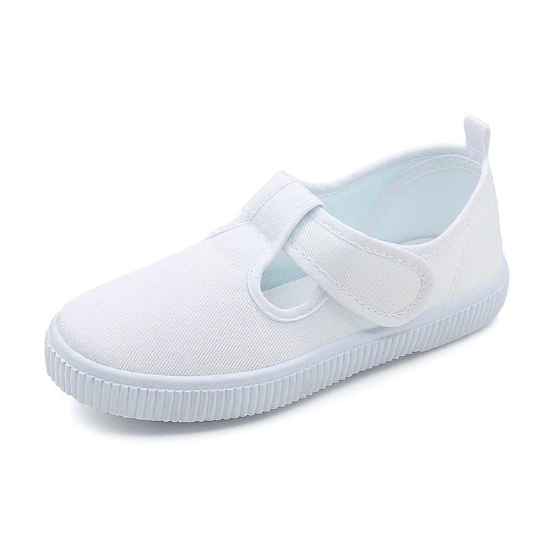 Picture of Children's shoes children's small white shoes dance shoes boys and girls Velcro students white cloth shoes kindergarten indoor shoes wholesale