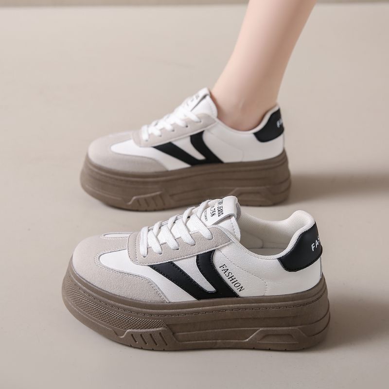 White Thick-Soled Shoes, Height-Increasing White Shoes for Women, 2025 Spring and Summer New Style, Korean Style Casual and Versatile Sneakers for Small People