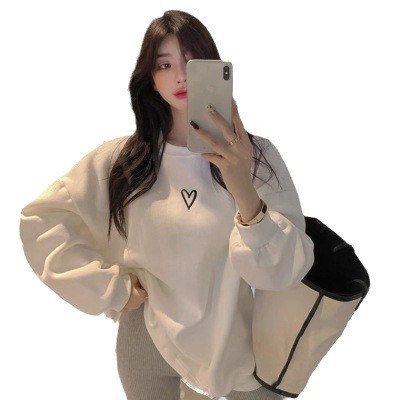 Picture of Thin/fleece-lined spring, autumn and winter loose sweater women's lazy style Korean style couple's coat bottoming shirt top women's clothing