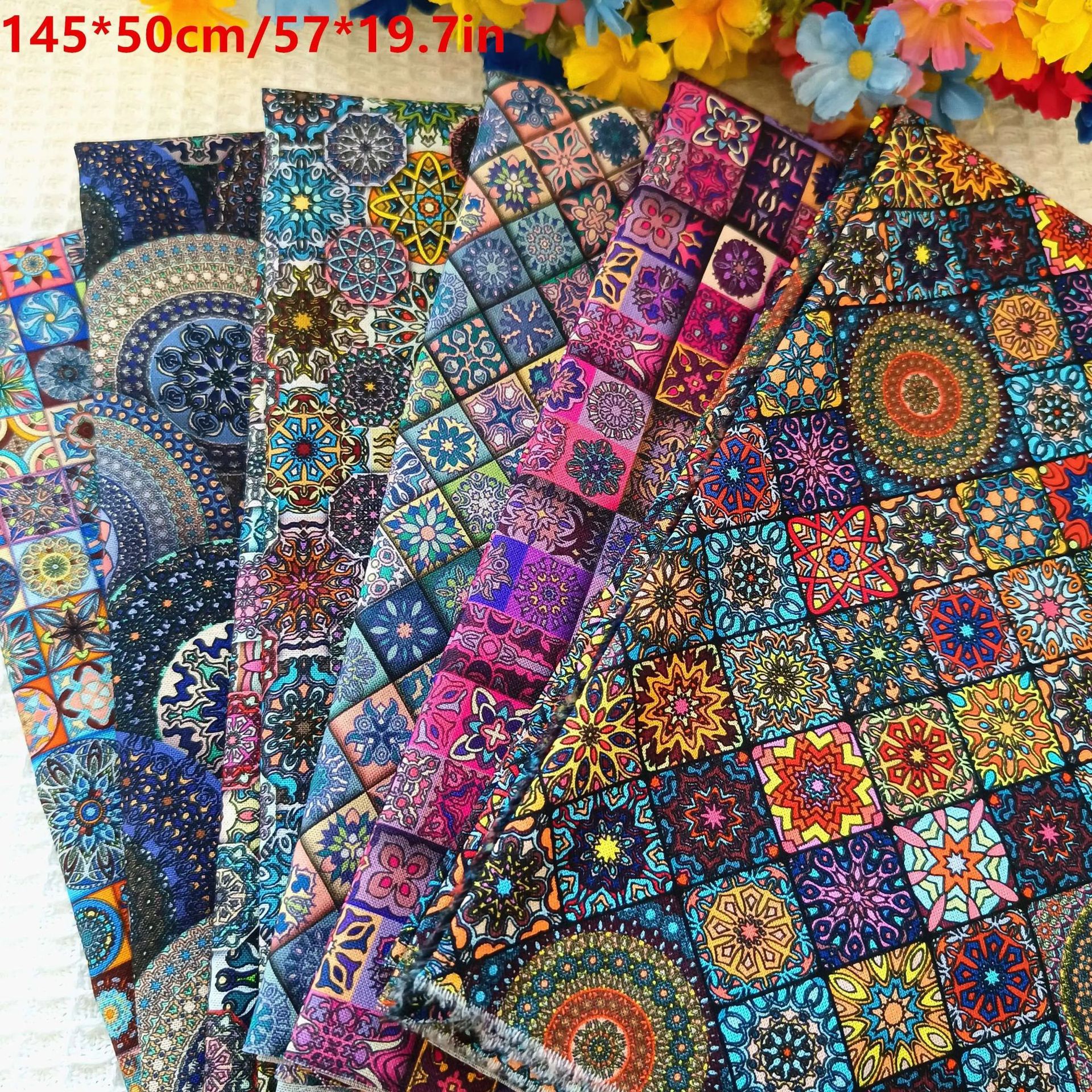 Cross-Border New High-Quality Sewing Fabrics, Digital Printing Bohemian Clothing DIY Fabric Set