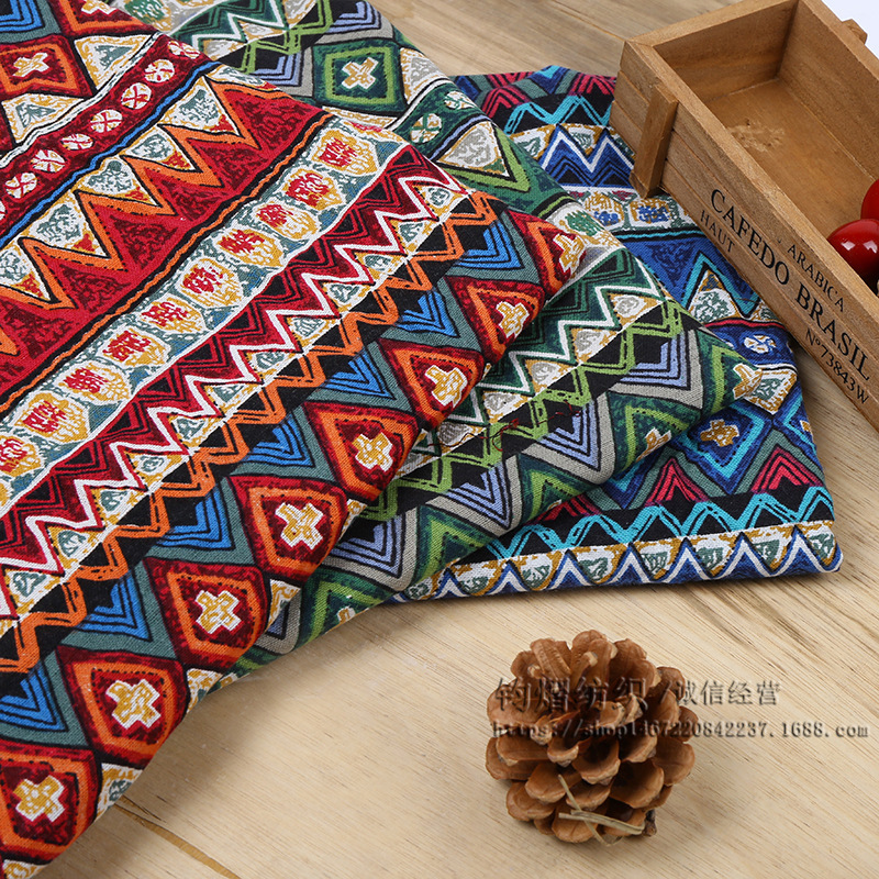 Ethnic Style Fabric Retro Cotton Printed Fabric Bohemian Style Teahouse Style Hotel Tablecloth Decoration Wholesale