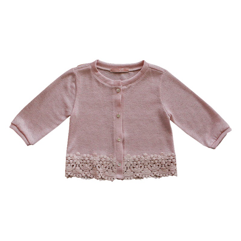 2025 Summer Clothes 90-150 Korean Style Girls Sun Protection Shirt Baby Girl Lace Trim Cardigan Air Conditioning Shirt Dropshipping
