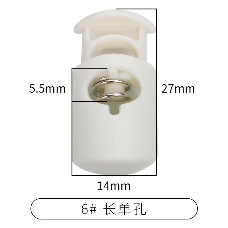 Picture of Manufacturer Plastic Adjustable Elastic Belt Spring Buckle with Rope Pig Nose Buckle Single and Double Holes Round Black Transparent Drawstring Buckle