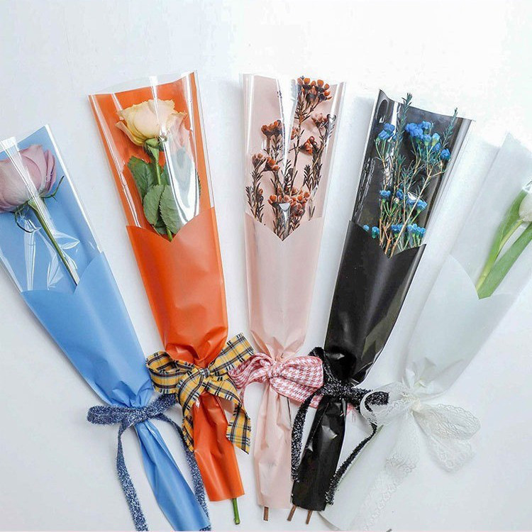Tanabata Tulip Single Bag Waterproof Carnation Flower Packaging Transparent Floriculture Bag Flower Bag DIY Florist Material