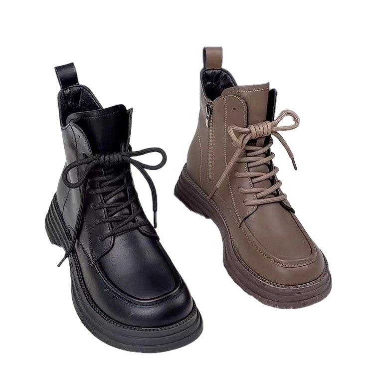 Picture of Winter fleece ins style Martin boots women's 2025 new autumn shorts, British style soft leather skinny boots, Internet celebrity boots