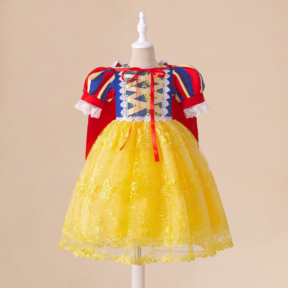 Amazon New cosplay Girls Children's Dress Snow White with Shawl Children's Princess Dress Evening Dress