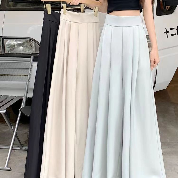 Fall 2023 wide-leg pants skirt thin high-end waist pleated suit pants high waist drape slimming casual pants skirt