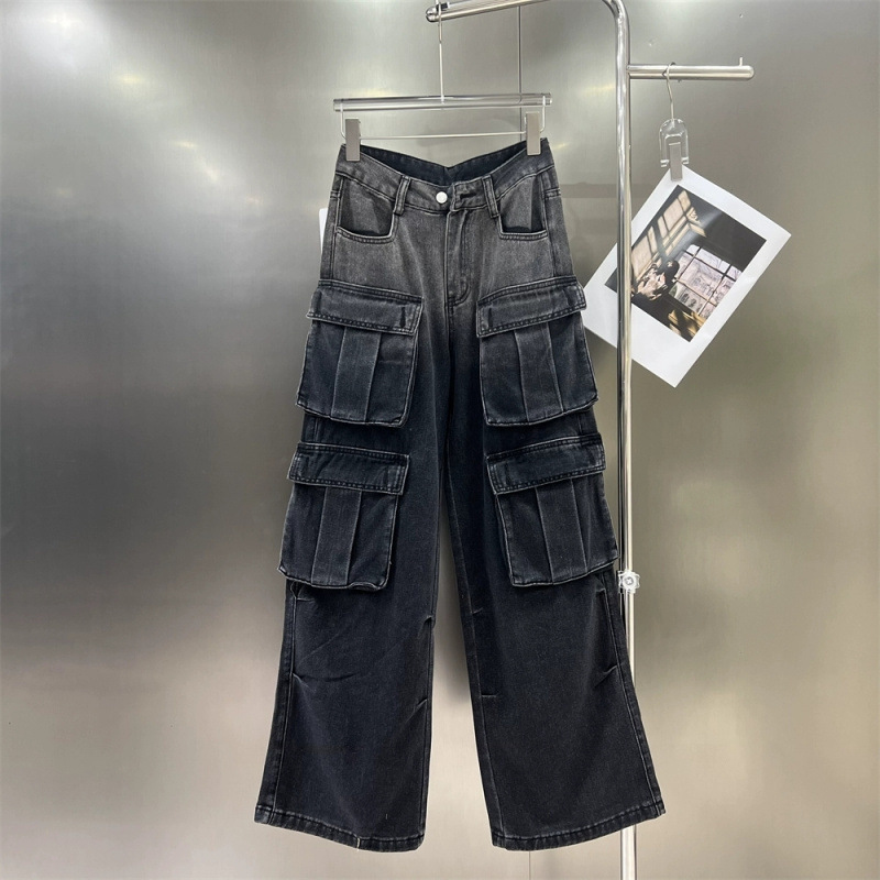 American-style High Street Gradient Jeans Women's Spring and Autumn New Dipping Loose Straight-leg Trendy Overalls