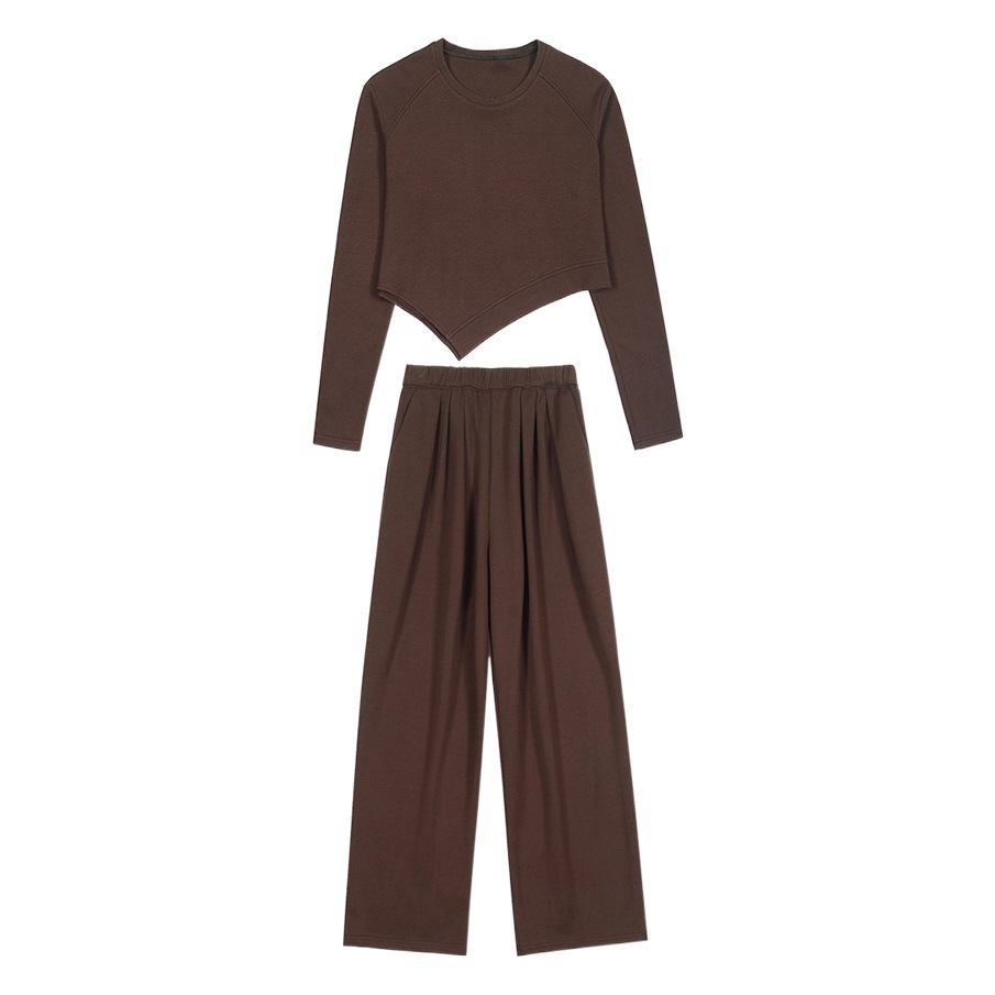 Fashion warm fried street sweater suit 2024 new women's autumn and winter solid color loose slimming two-piece set of foreign style tide