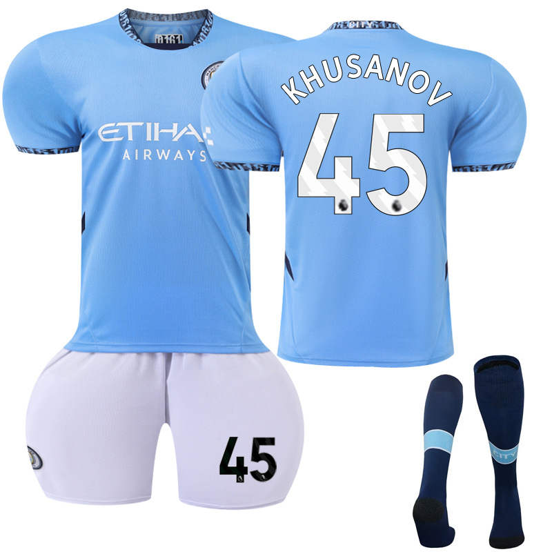 Picture of 2425 Manchester City Home New Football Suit No.9 Harland Jersey 17 De Braunay suit Foreign Trade Supply Factory