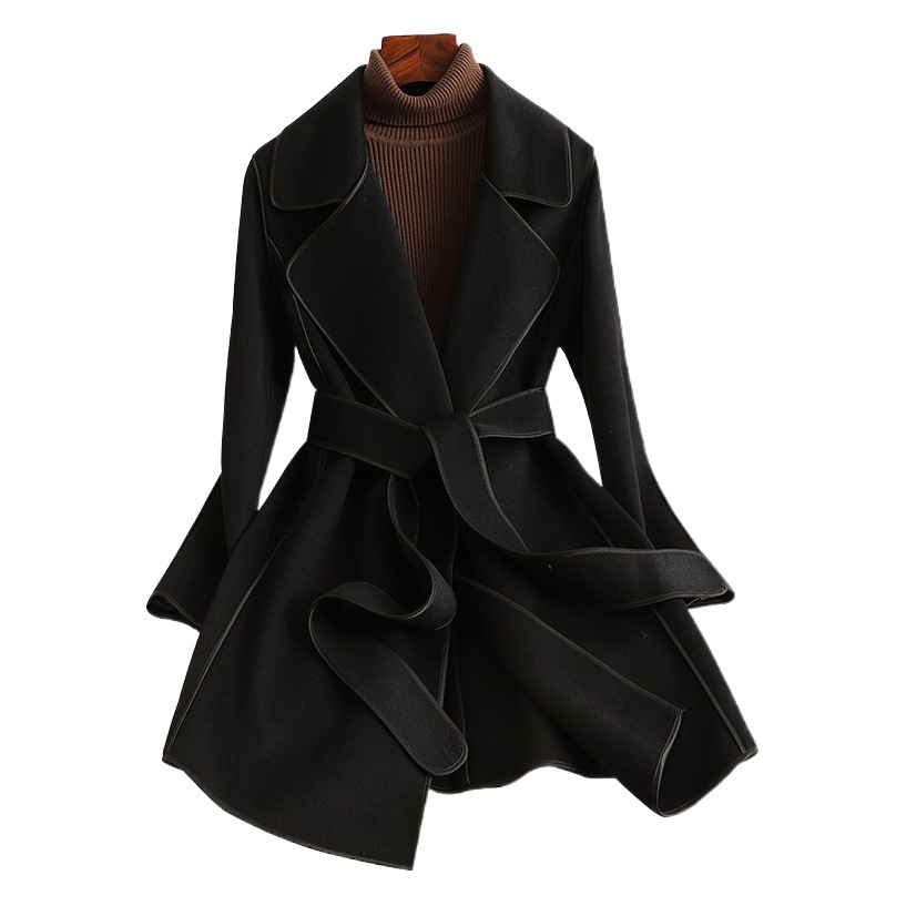 Picture of 2025 New Double-Sided Cashmere Coat Women's Mid-Length Slim Small Fragrance Style Woolen Coat Women's High-End