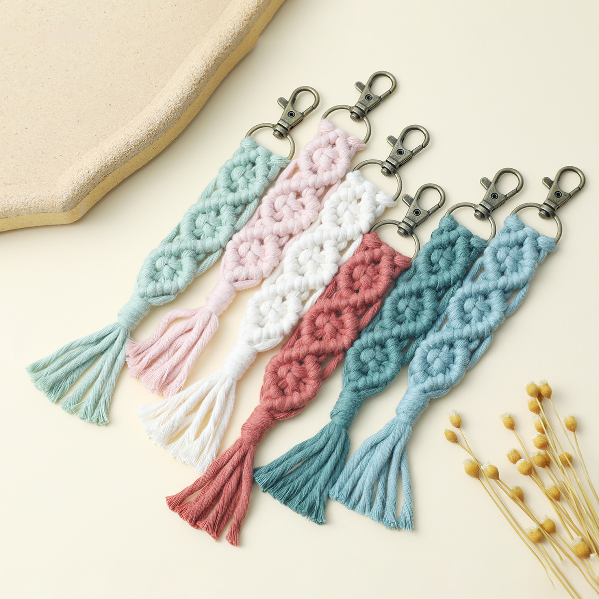 New Pure Cotton Rope Hand-woven Tassel Keychain Pendant Bohemian Bag Garment Decorative Pendant