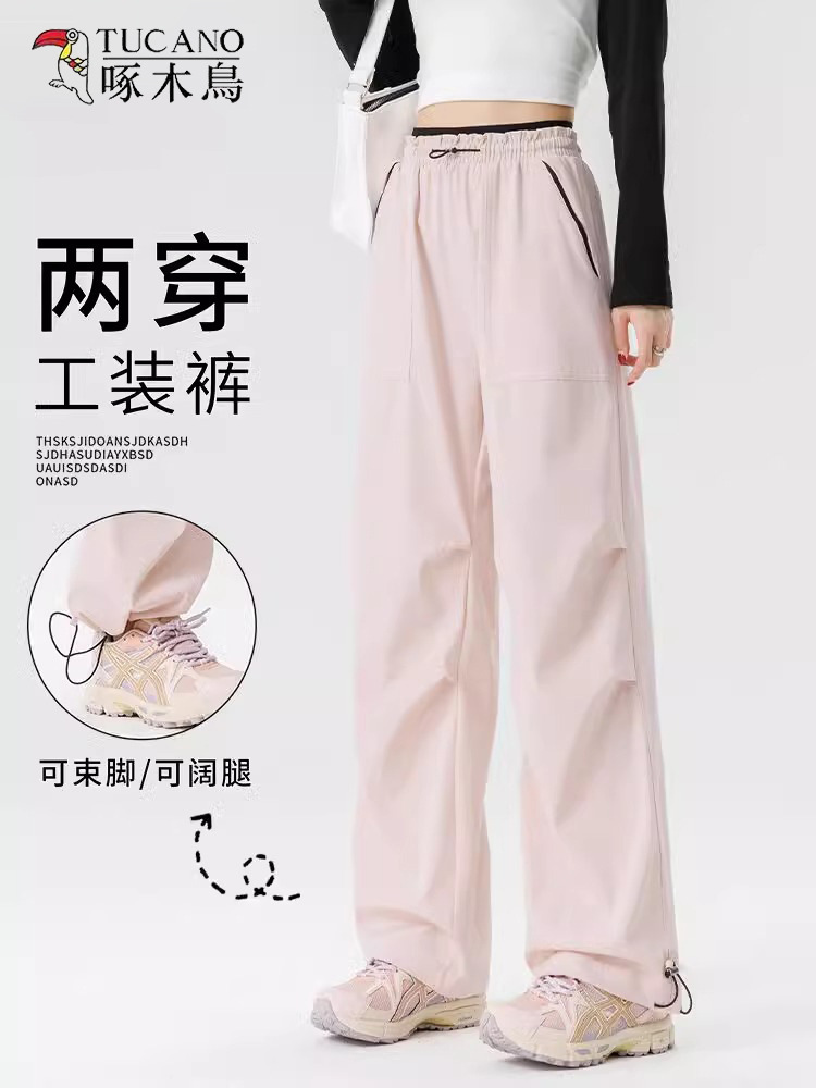 Woodpecker Casual Pants Women's Outdoor Mountaineering Windproof Winter fleece-lined Thickened Paratrooper Craft Pants Sports Pants