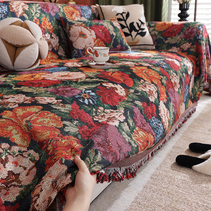2024 new sofa cover cloth four seasons universal retro antique sofa towel a whole all-inclusive cover sofa blanket