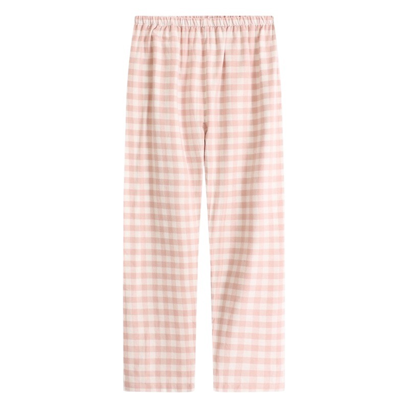 Unprinted Style Good Product Double Strand Cotton Flannel Cotton Home Pajama Pants Women's Cotton Scrub Plaid Solid Color Home Trousers