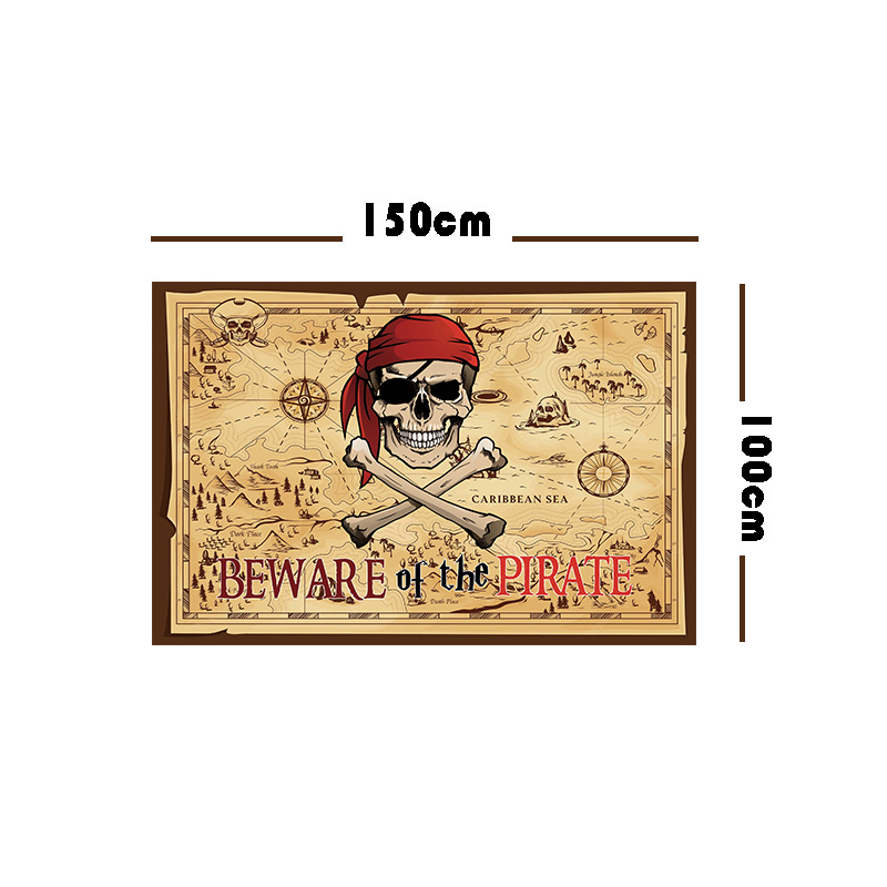 Picture of Foreign Trade Cross-border Flag Halloween Pirates Flag Indoor and Outdoor Wall Decoration Halloween Skull