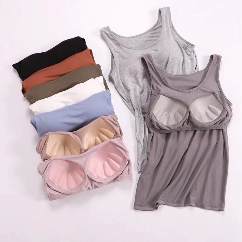 Picture of Women's All-In-One Vest with Breast Pads for Women Without Rims, Bra-Free Cup, Women's Outer Wear Base