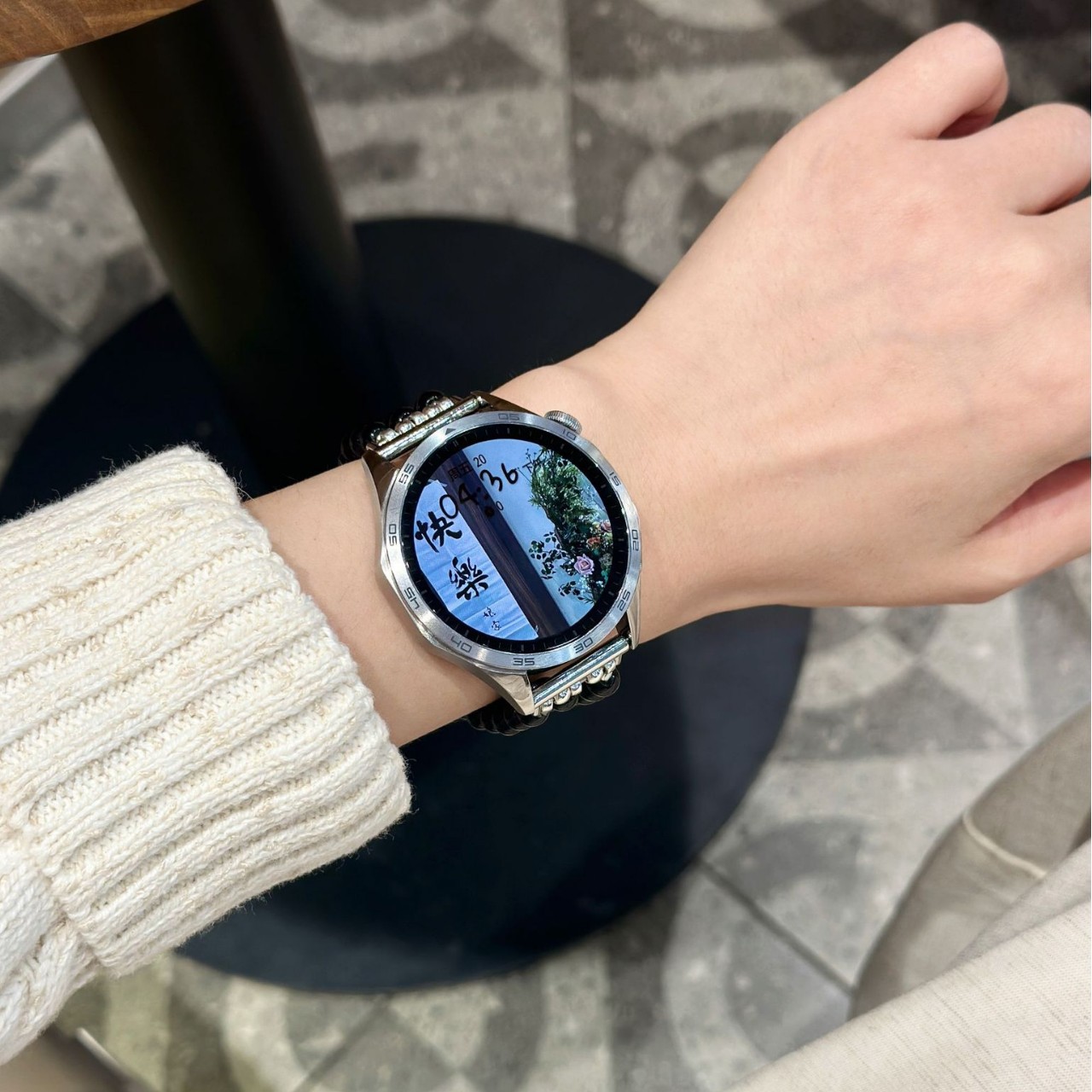 Picture of Black Beaded Triple Chain for Huawei GT4/GT3 Smart Watch Strap watch3/4Pro Full Model Universal