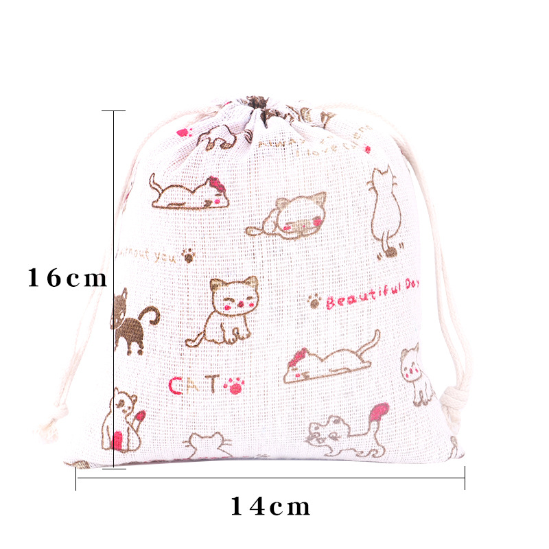 Picture of Printed cotton drawstring bag small bag home travel sundries storage bag Christmas gift packaging bag in stock