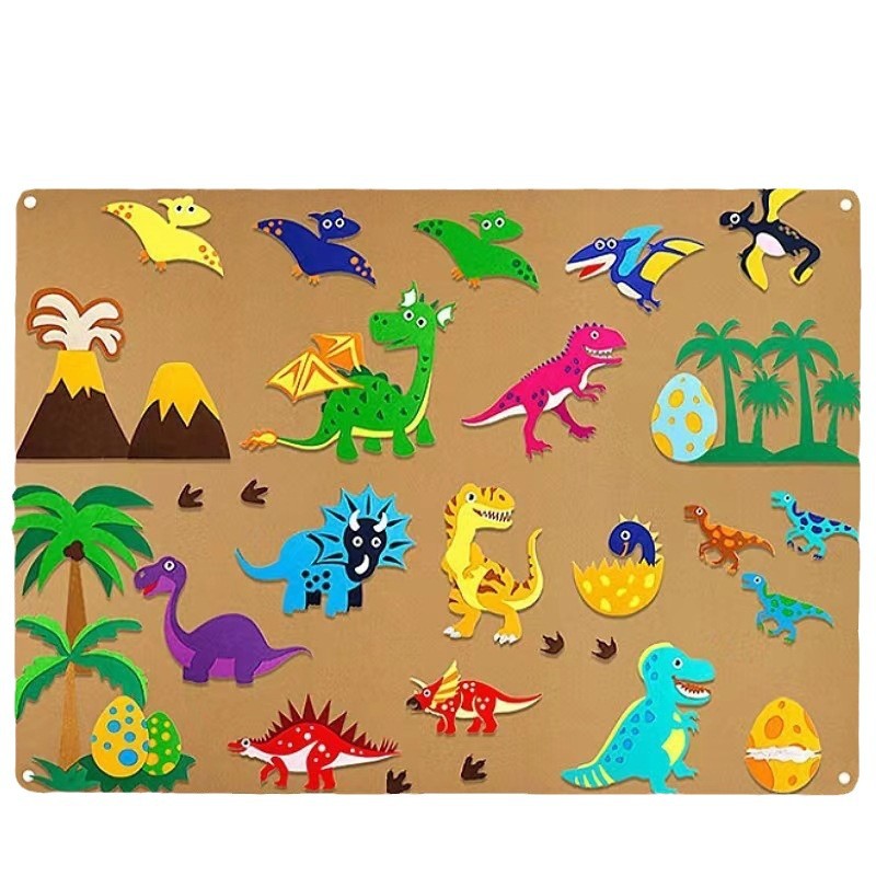 Picture of Amazon cross-border children's early education 3DIY three-dimensional felt game package storyboard learning board printing dinosaur animals