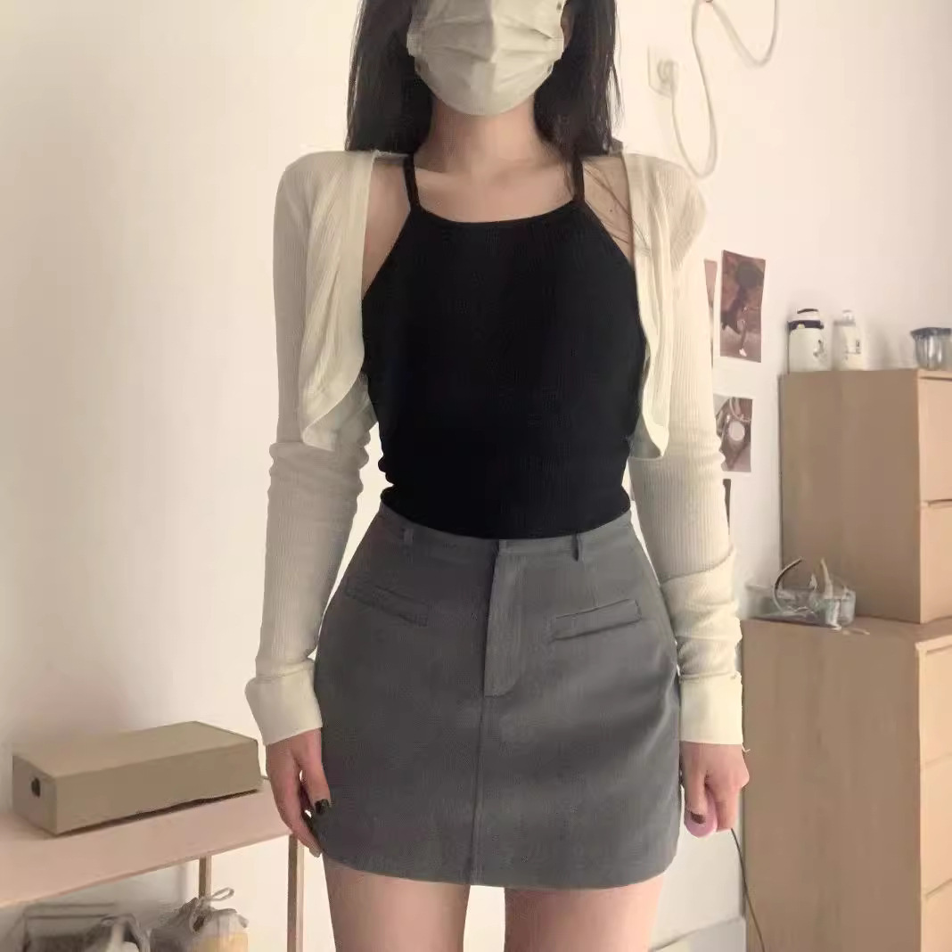 Hip Skirt Women's 2024 New Summer High Waist Spice Girl Split A- Line One-Step Hip Short Skirt Pants
