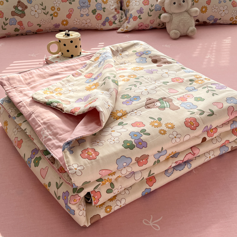 100% Cotton Class A Summer Cool Quilt Single Cotton Xinjiang Cotton Summer Quilt Air-conditioning Quilt Washer Thin Quilt