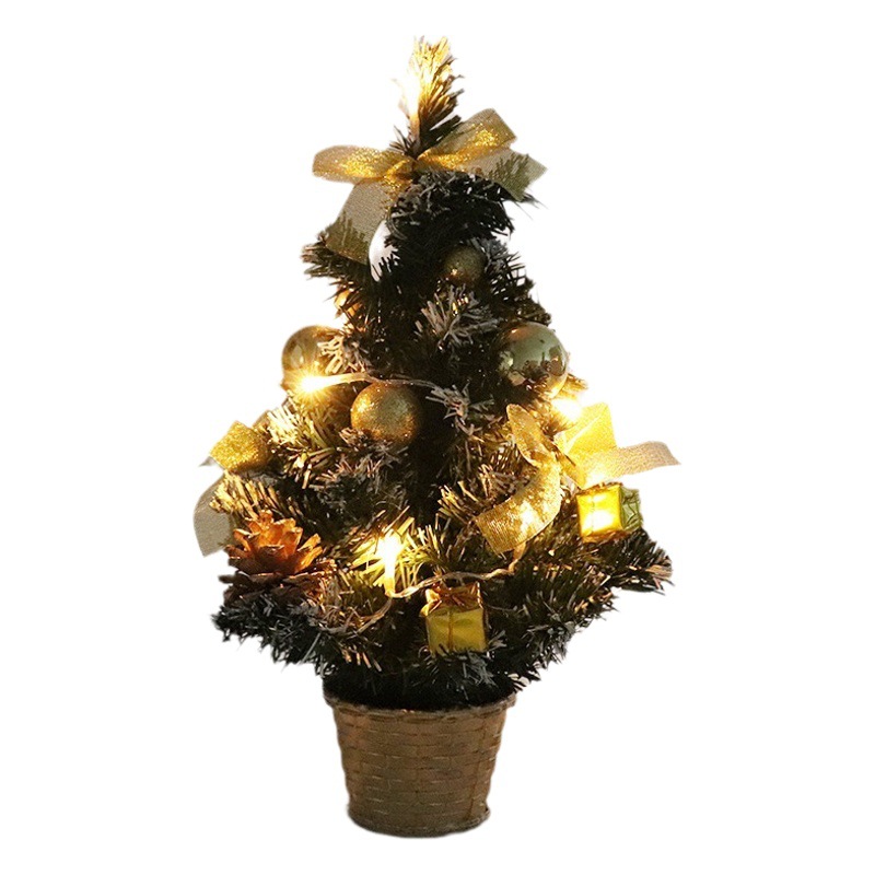 Cross-Border Mini Christmas Tree Christmas Decorations 30cm 40cm Desktop Small Tree Ornaments Plastic Artificial Tree with Lights