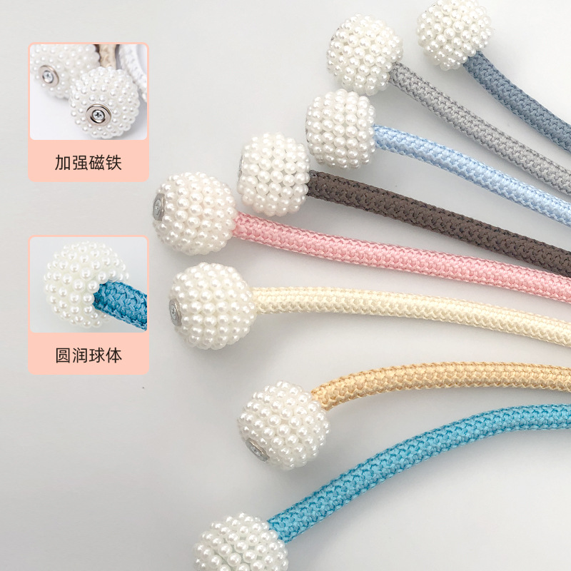 Picture of Cross-border Wholesale Simple High-strength Magnetic Pearl Magnetic Buckle Fabric Storage Lace-up Curtain Magnetic Buckle Curtain Strap