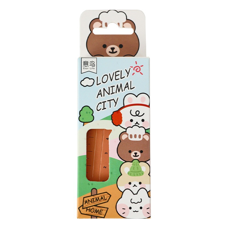 Yi niao etori cute animal ruler bookmark label gift Japanese and Korean artistic exquisite student stationery with book