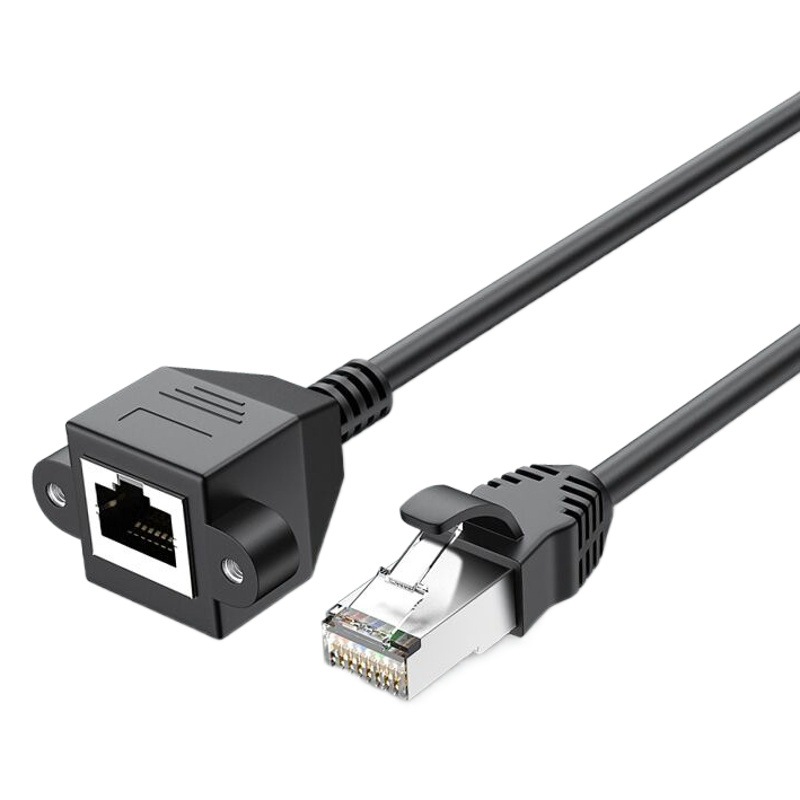 Strength Factory Cross-Border 8-core RJ45 Super Class 5 Network Extension Line Male to Female with Ear Screw Hole Connection Line