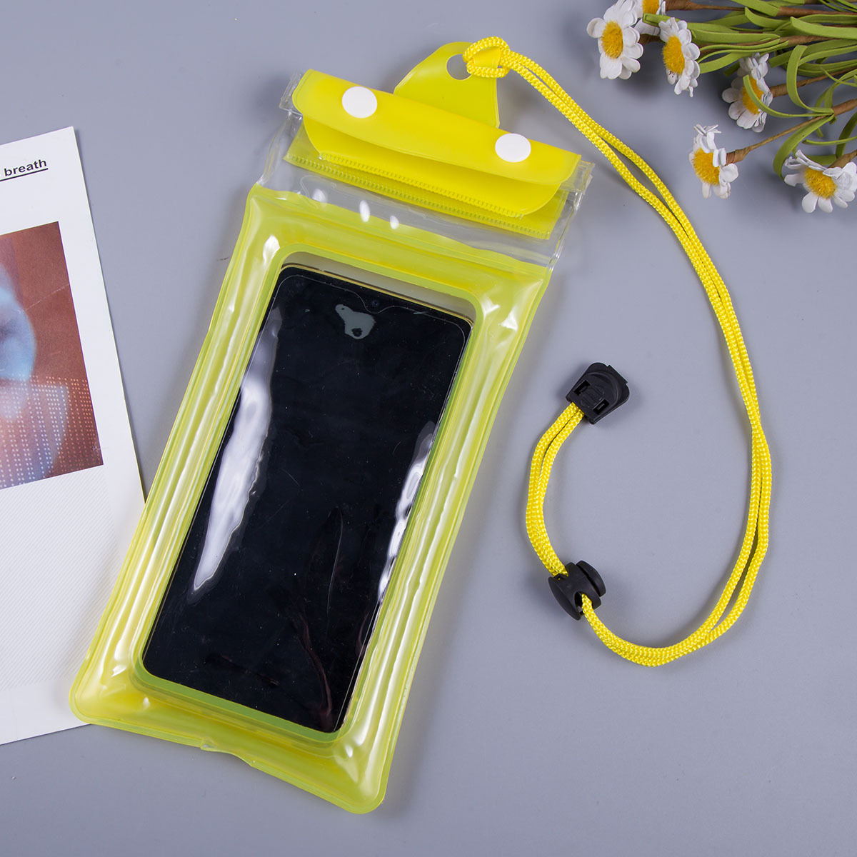 Picture of Three-fold mobile phone waterproof bag airbag bag Velcro touch screen swimming hot spring sealing strip waterproof neck wholesale