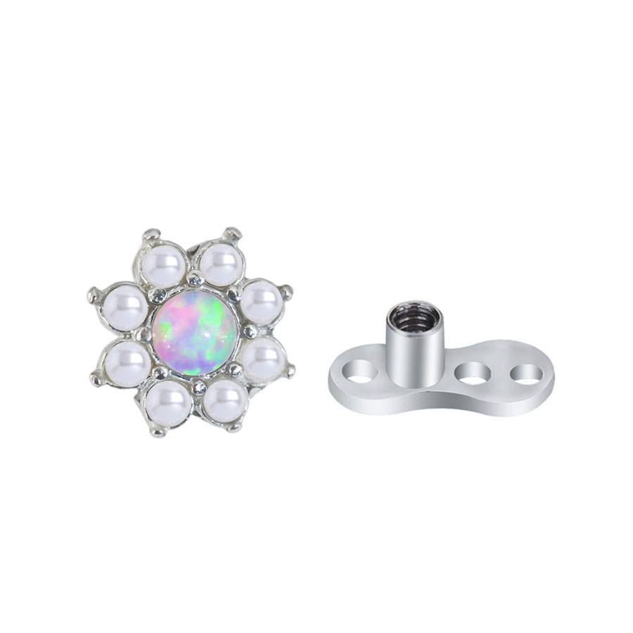 Picture of Stainless Steel 1.6mm Puncture Jewelry Claw Zirconium Buried Bone Nail Puncture Opal Pearl Buried Nail Base Implant Nail