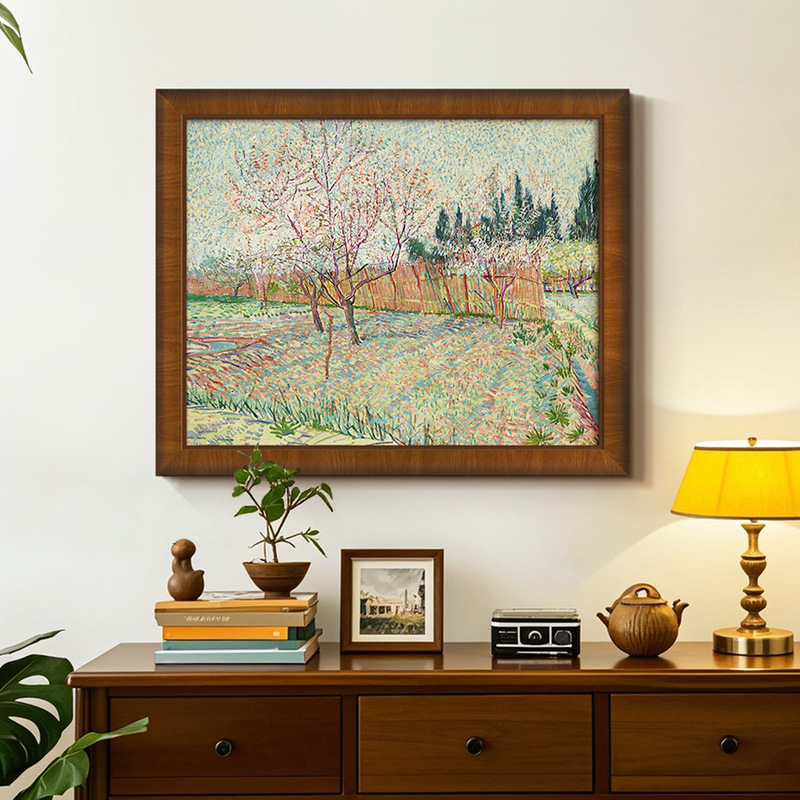 Van Gogh Orchard "High Sense French Middle Style Living Room Decorative Painting European Style Restaurant Entrance Bedroom Vintage Hanging Painting