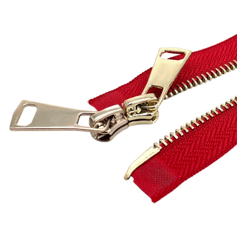 Double-headed double-open 5# metal zipper 70CM long clothes leather jacket bag leather bag self-locking copper tooth zipper