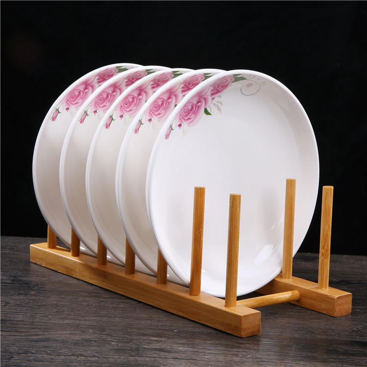 Factory Wholesale Bamboo Drain Rack Bowl Rack Kitchen Rack Wooden Chopping Board Dishes Plate Shelf Tea Cake Bracket