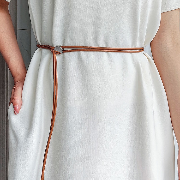 New Soft Leather Rope Thin Belt Women's Summer Dress Shirt Fashion Decoration All-match Adjustable Long Waist Rope Fashion