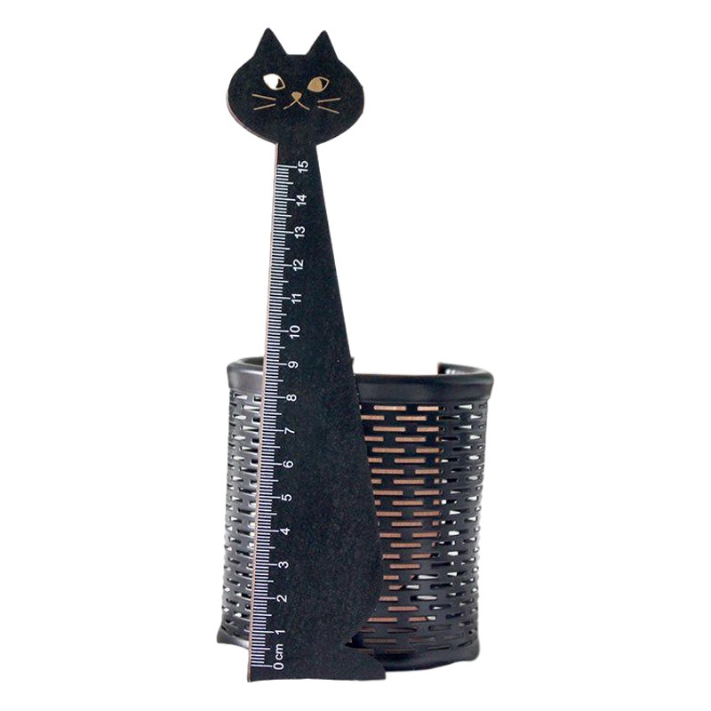 Picture of Creative Cute Cat Wooden Ruler Drawing Drawing Scale Student Stationery K-Style Wooden Handbook Ruler