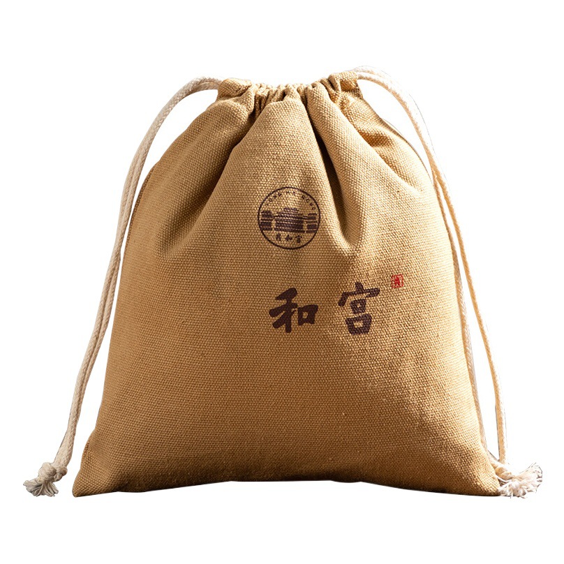 Factory wholesale tea set thickened storage bag custom Qianli Jiangshan double-layer cloth bag hand string text play storage bag