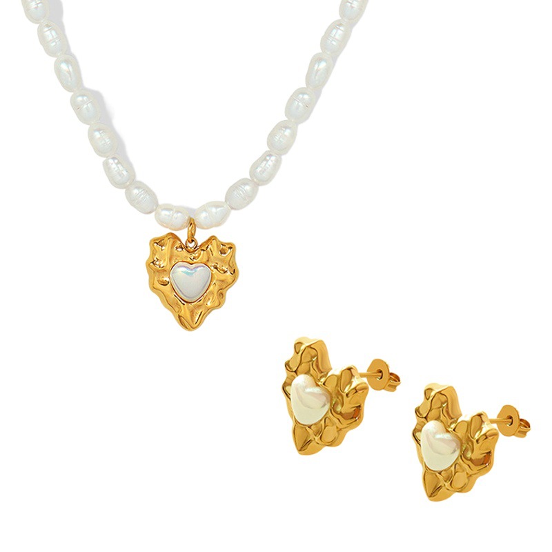 French Choker Cross-border Hot-selling Beat Love Pendant Pearl Necklace Light Luxury Distinctive Collarbone Chain Versatile Jewelry
