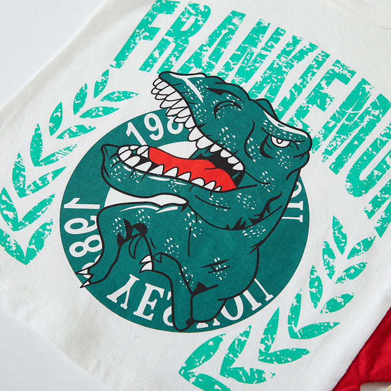 Picture of 2025 New Kidsren's Clothing Boys Short-Sleeved T-Shirt Summer Kidsren's Half-Sleeved Pure Cotton Summer Clothing Stereo Dinosaur One Piece Drop Shipping
