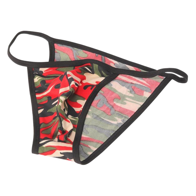 New camouflage men's fun low waist youth underwear sexy thong hollow T word European and American cross-border exclusive
