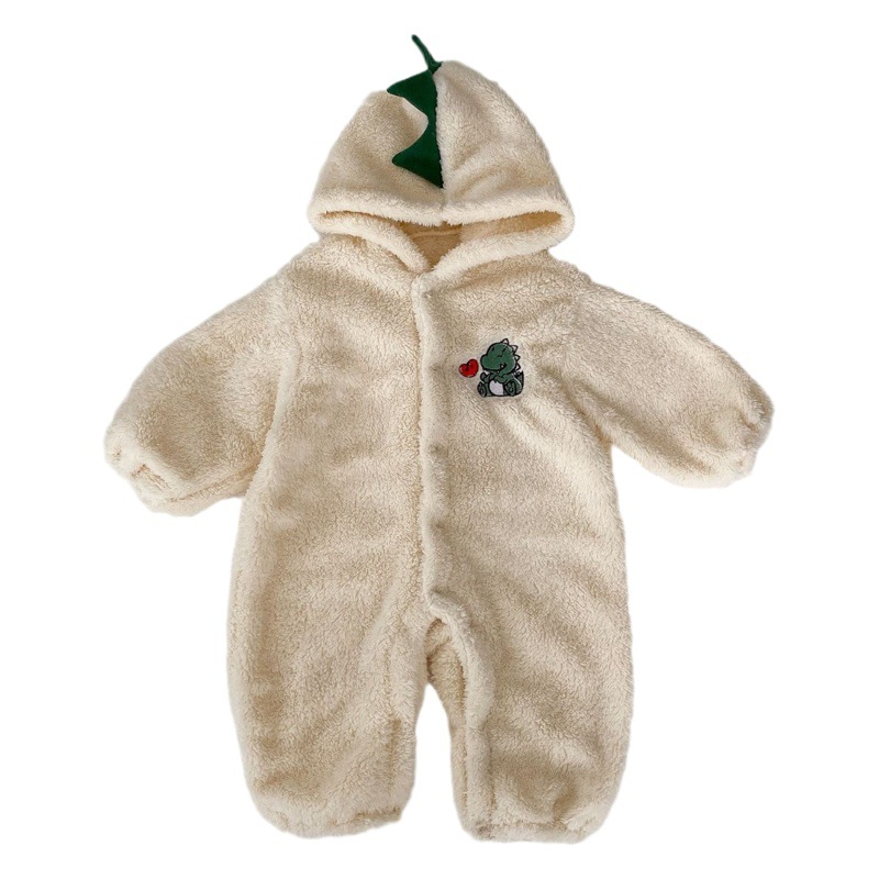 K-Style of the New Baby Autumn and Winter Clothing, Baby Jumpsuits, Velvet Warm Clothes, Super Cute Cartoon Hooded Long-Sleeved Rompers