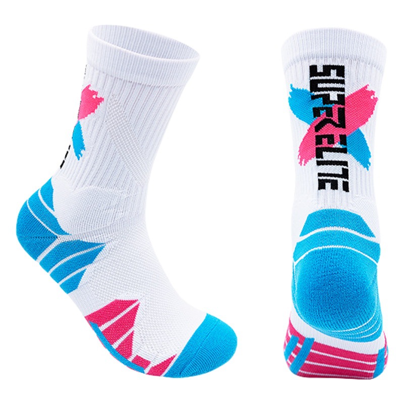 Men's High-Top Professional Practical Basketball Socks, Contrasting Color Towel Bottom, Thickeneded Shock-Absorbing High-Top Trbottomy Socks, Sports Elite Socks