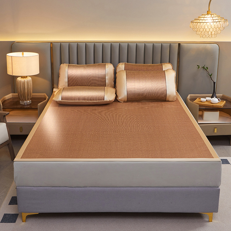 Summer natural mat rattan mat moxa mosquito mat three-piece student dormitory single double foldable wholesale