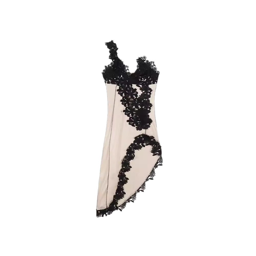Picture of Lace Stitching Sling dress Women's Summer V-neck Sexy Split Long Dress Irregular Style Skirt